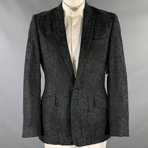 D&amp;G by DOLCE &amp; GABBANA Taille 44 Manteau de sport à revers cranté en dentelle noire