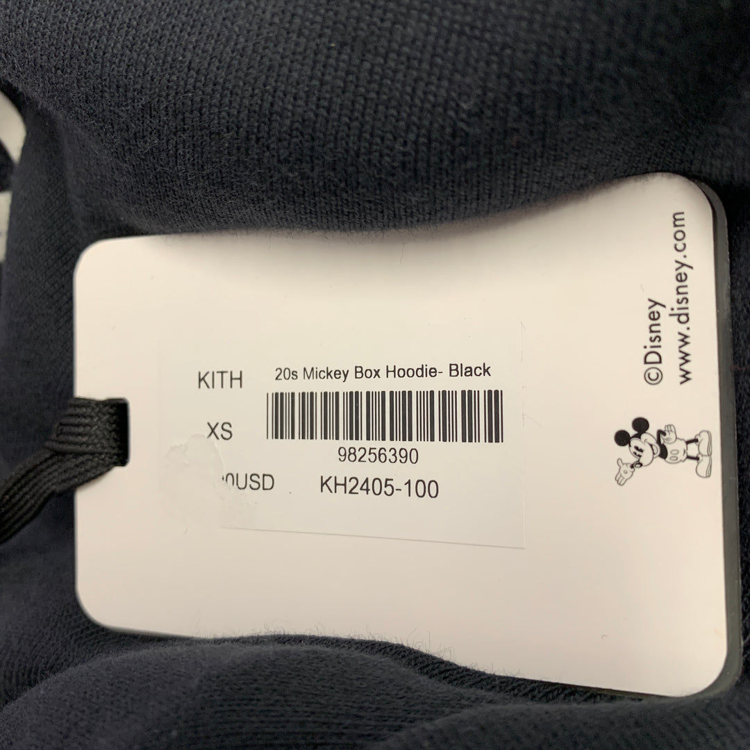KITH Size XS Black White Logo Cotton Hooded Sweatshirt