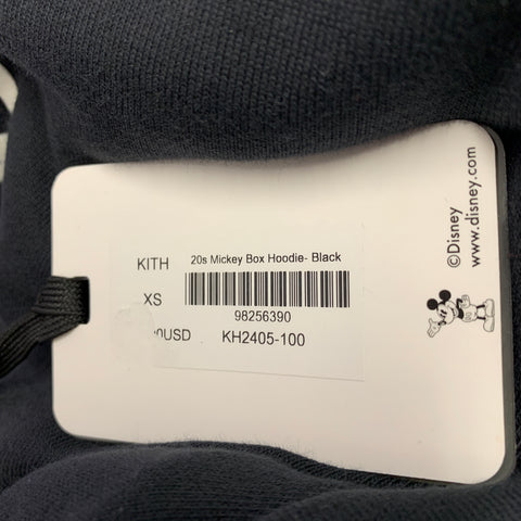KITH Size XS Black White Logo Cotton Hooded Sweatshirt