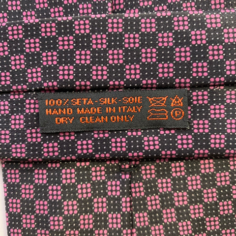 DOLCEPUNTA Pink Black Checkered Silk Tie