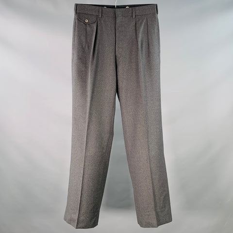 POLO by RALPH LAUREN Size 28 Grey Heather Flannel Pleated Dress Pants