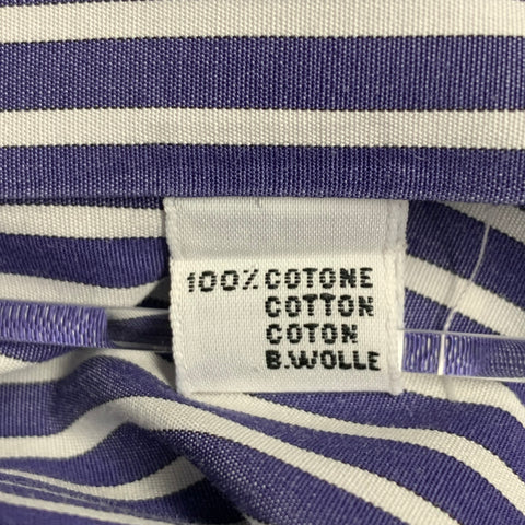 KITON Size XXL Navy White Stripe Cotton Long Sleeve Shirt