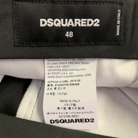 DSQUARED2 Size 38 Black Wool Silk Peak Lapel Suit