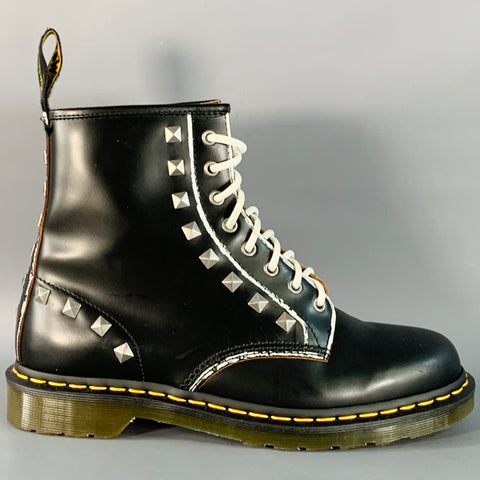 DR. MARTENS AW004 Size 11 1460 Stud Black Leather Studded Lace-Up Ankle Boots