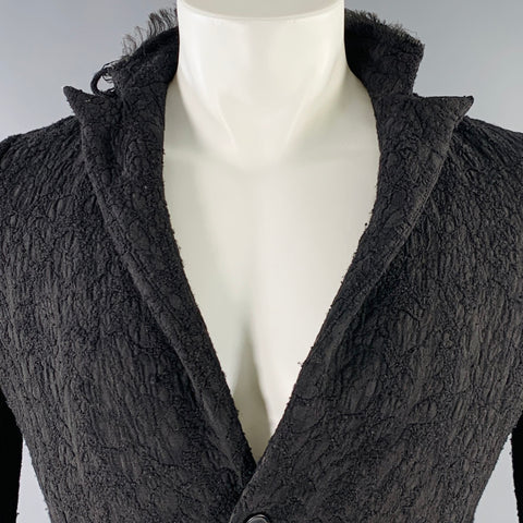 A TENTATIVE ATELIER Size 38 Black Textured Wool Blend Raw Edge Jacket