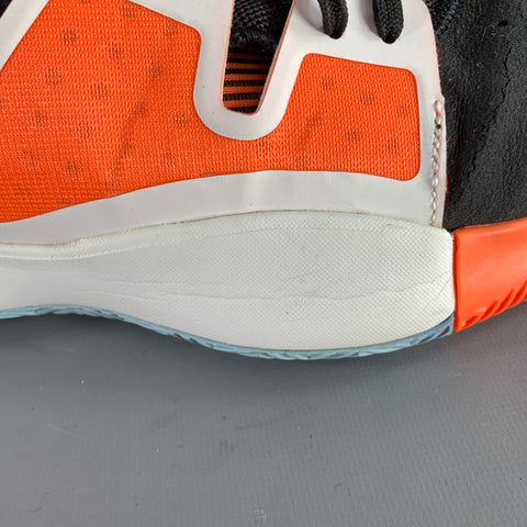 ADIDAS Size 11.5 Pro Vision Hi Res Orange Black White Mixed Fabrics Mesh Sneakers