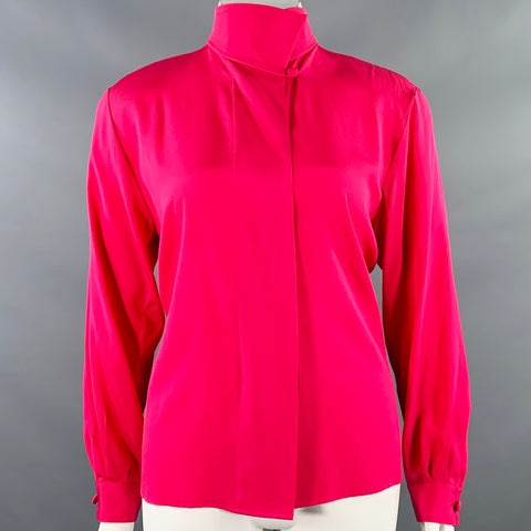 CHRISTIAN DIOR Size 14 Pink Fuchsia Silk Padded Dress Top