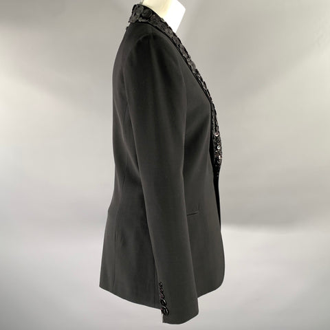 JEAN PAUL GAULTIER Size M Black Virgin Wool Button Shawl Lapel Blazer