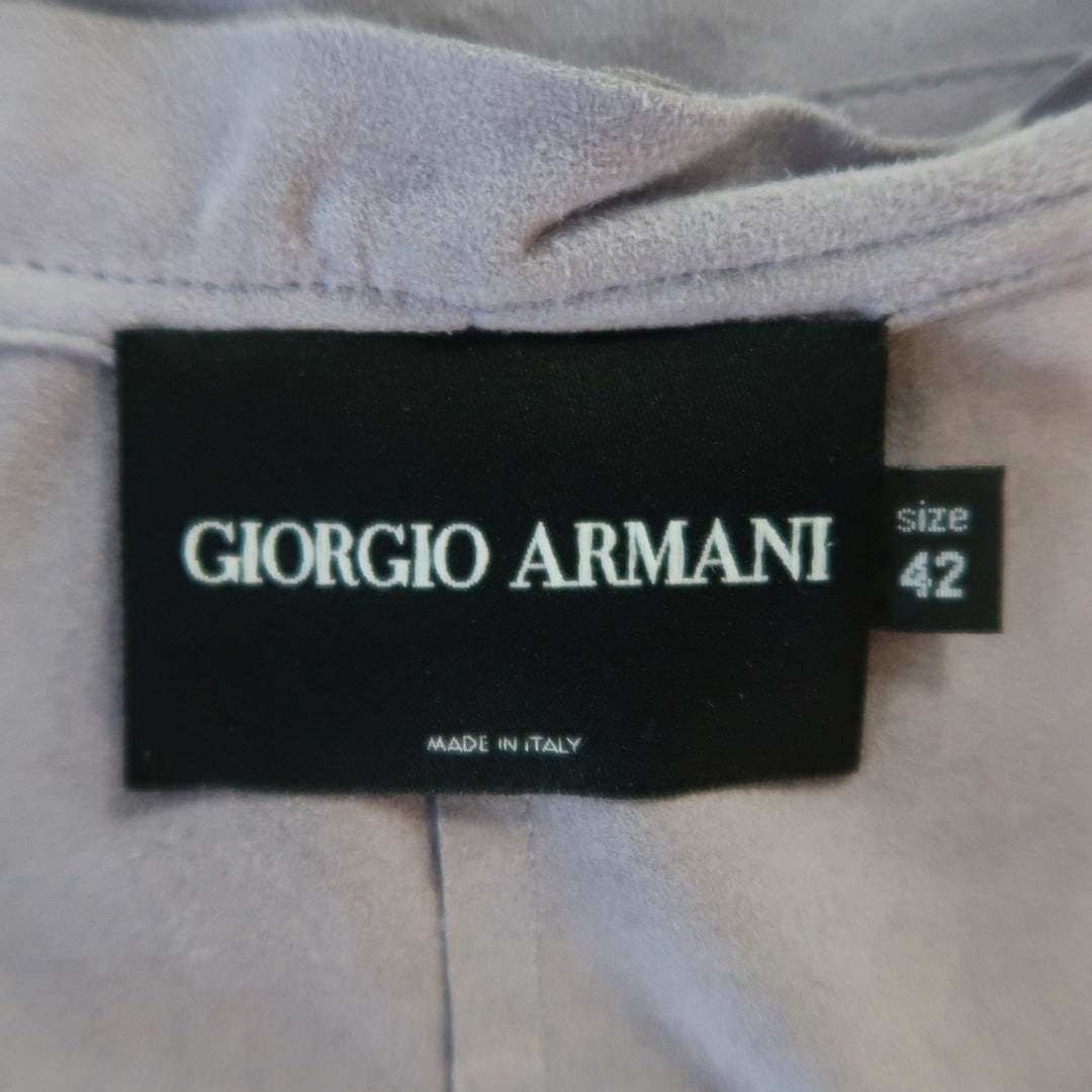 GIORGIO ARMANI Size 12 Lavender Suede Ruffle Trim Cardigan Jacket