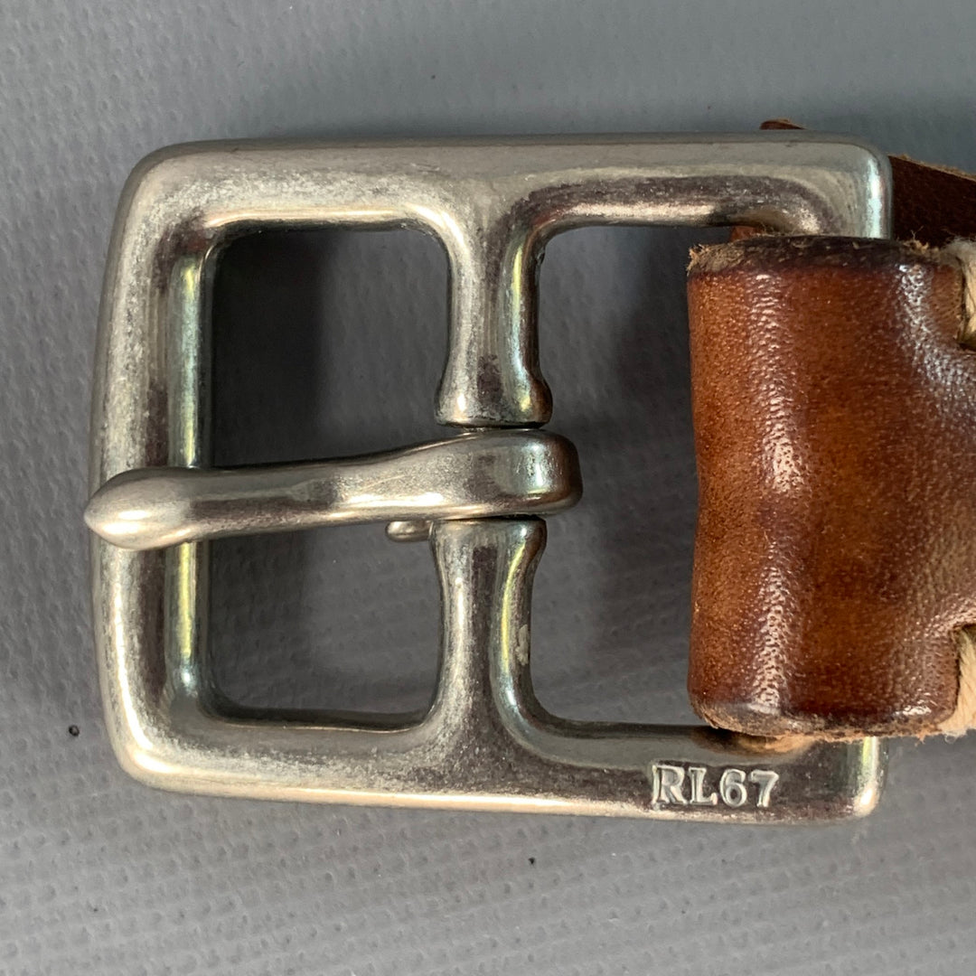 RALPH LAUREN Belt Leather Size 32 Unisex Brown Silvertone Buckle Polo Ralph Lauren Mens 52” Brown Belt Italian Leather  main image 2