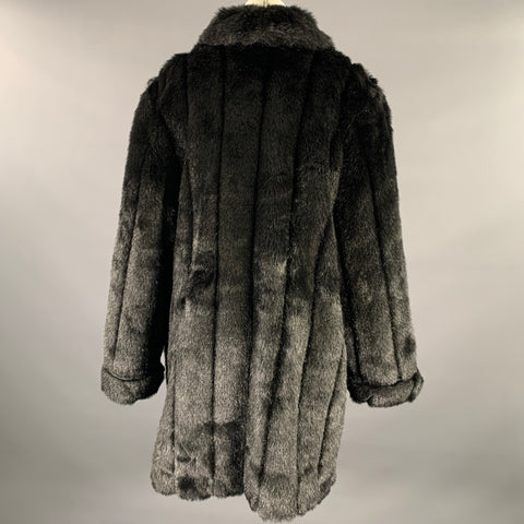 DENNIS BASSO Size XL Black Faux Fur Modacrylic Coat