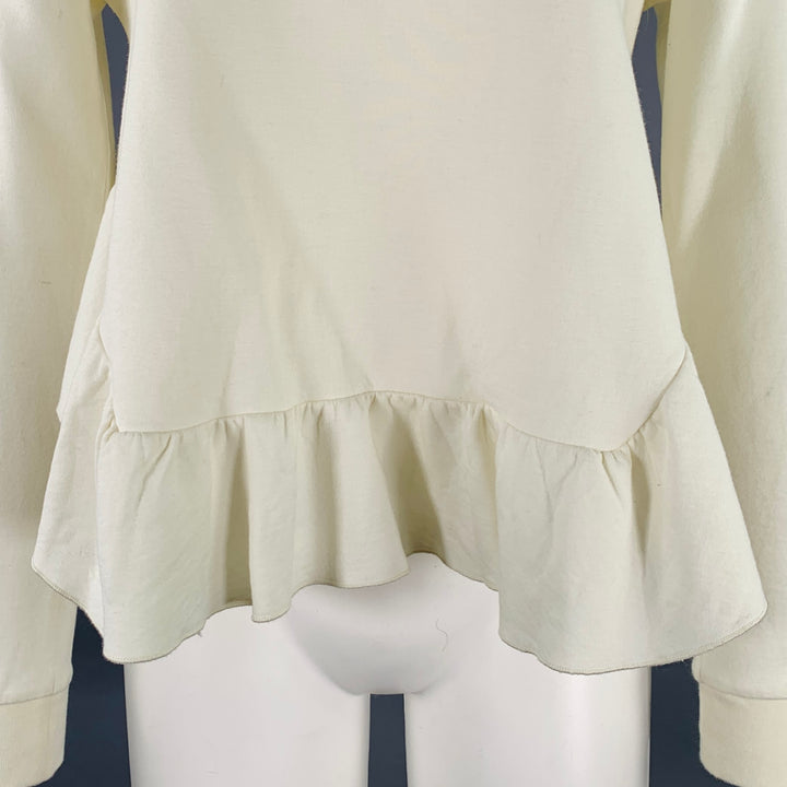 STELLA McCARTNEY Size 2 Cream Cotton Blend Ruffled Long Sleeve Casual Top