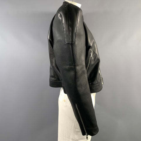 RICK OWENS Size 46 Black Leather Cropped Jacket
