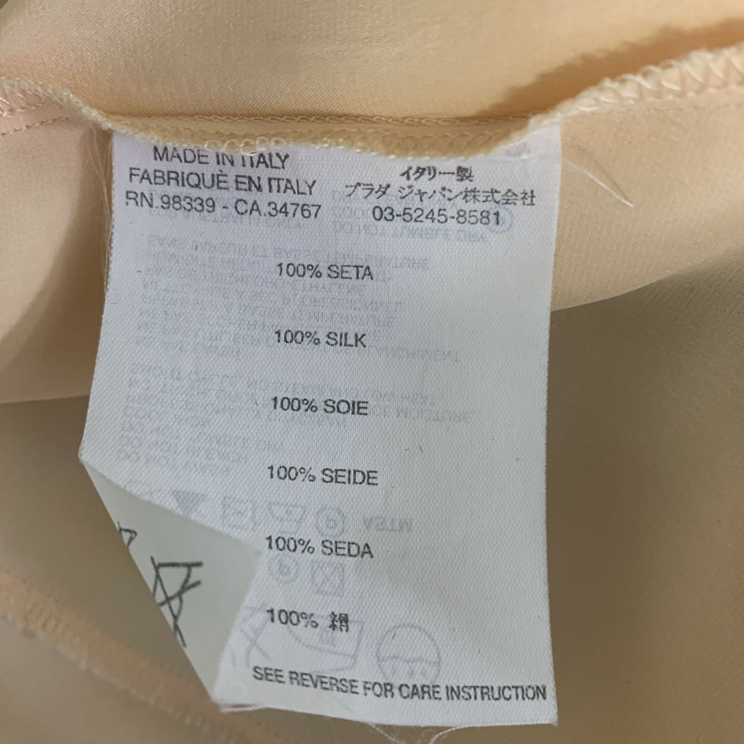 PRADA Size 4 Orange Silk Short Sleeve Blouse