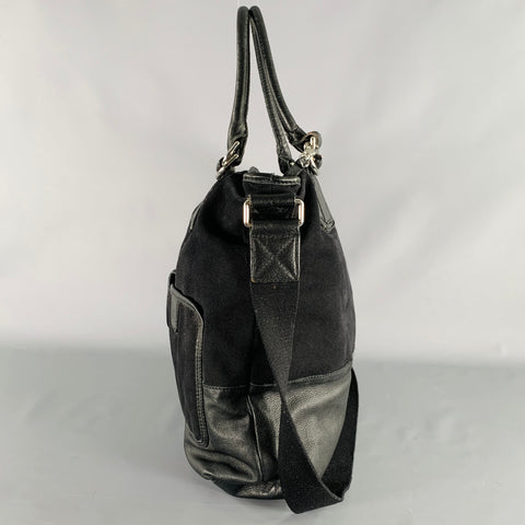 D&G by DOLCE & GABBANA Black Silver Canvas Leather Tote Handbag