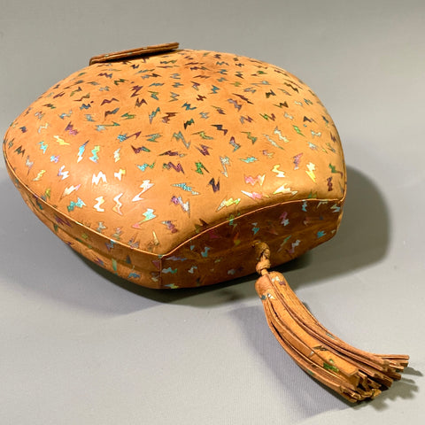 BARBARA BOLAN Tan Metallic Leather Shoulder Bag Handbag