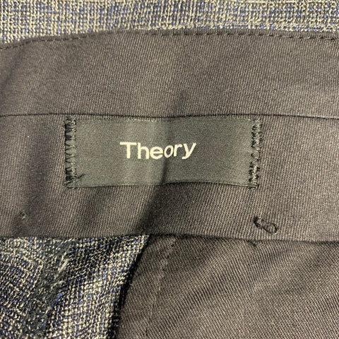 THEORY Size 40 Grey Navy Heather Wool Notch Lapel Suit