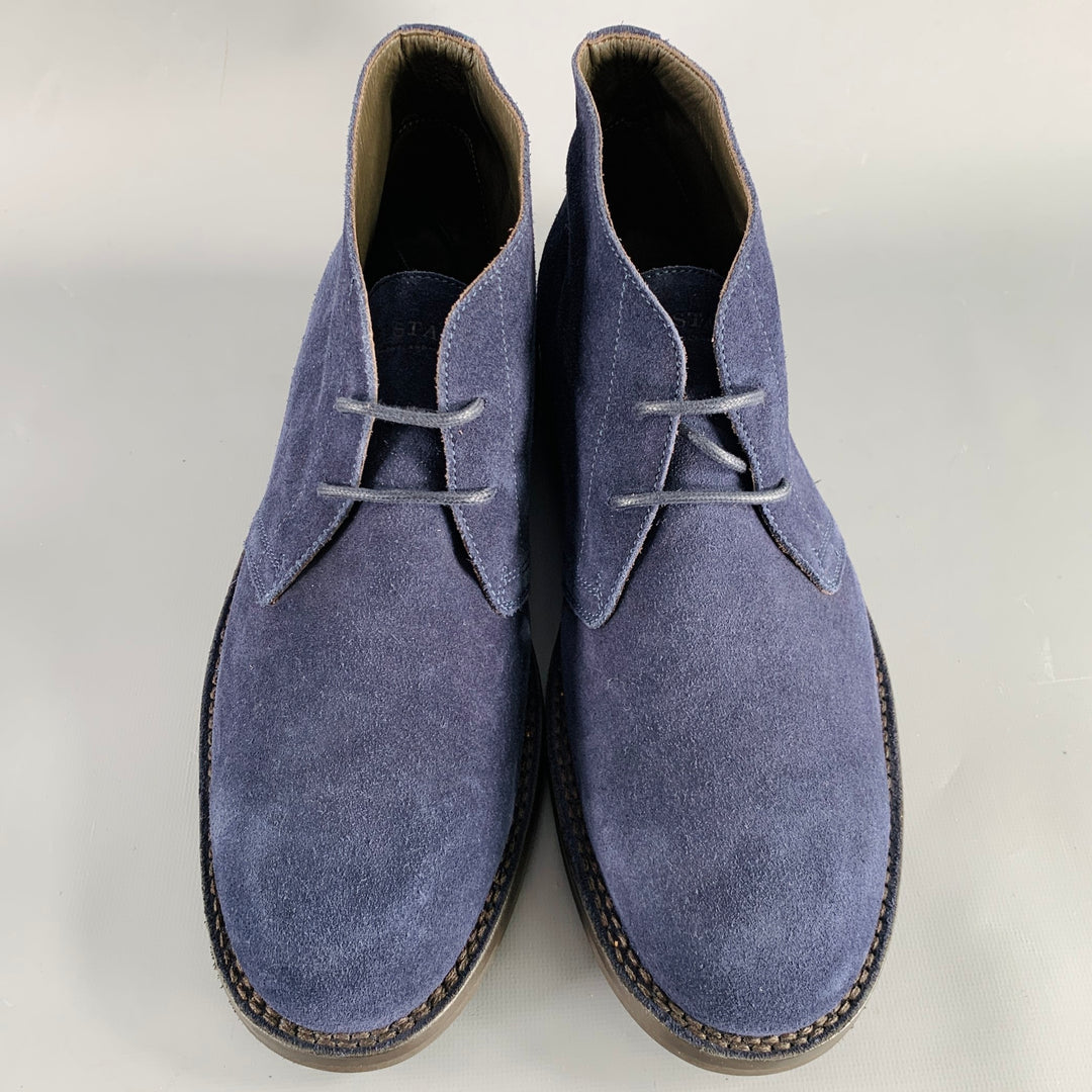 BELSTAFF Size 12 Navy Suede Leather Lace-Up Boots