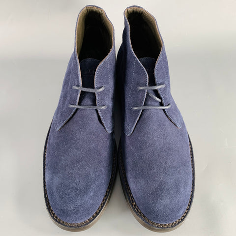 BELSTAFF Size 12 Navy Suede Leather Lace-Up Boots