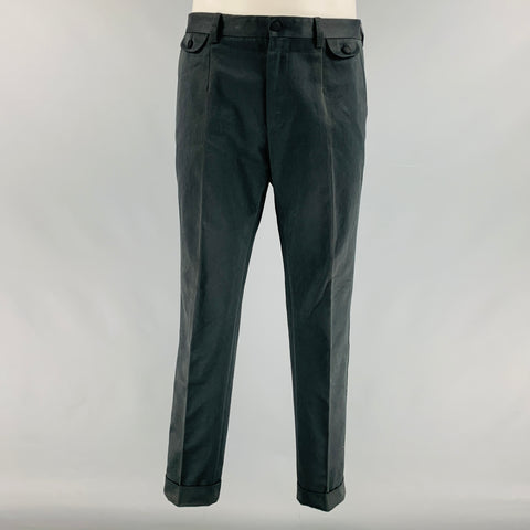 DOLCE & GABBANA Size 32 Black Solid Cotton Tuxedo Dress Pants
