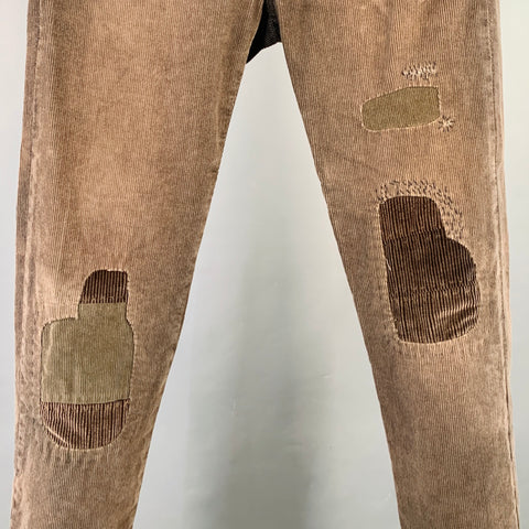 RRL by RALPH LAUREN Size 31 Brown Corduroy Cotton Blend Distressed Straight Casual Pants