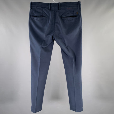 INCOTEX Size 32 Navy Slim Casual Pants