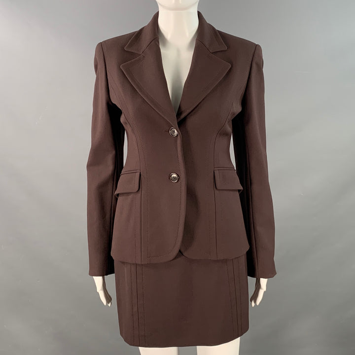 FUTURE OZBEK Size 6 Brown Rayon Blend Single Breasted Blazer Mini Skirt Set