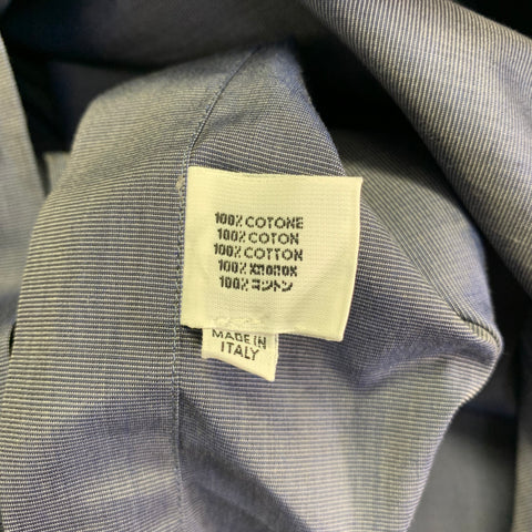 LANVIN Size M Navy Black Grid Cotton Button Up Long Sleeve Shirt