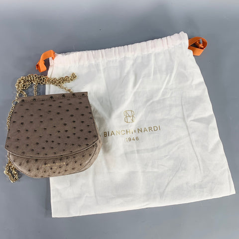 BIANCHI e NARDI Grey Gold Ostrich Convertible Cross Body Belt Bag