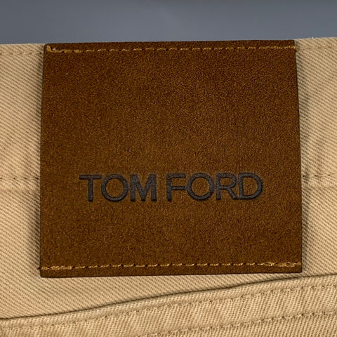 TOM FORD Size 32 Khaki Denim Slim Tapered Button Fly Jeans
