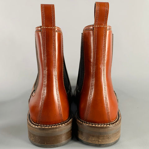 LANVIN Size 9 Cognac Brown Leather Pull On Boots