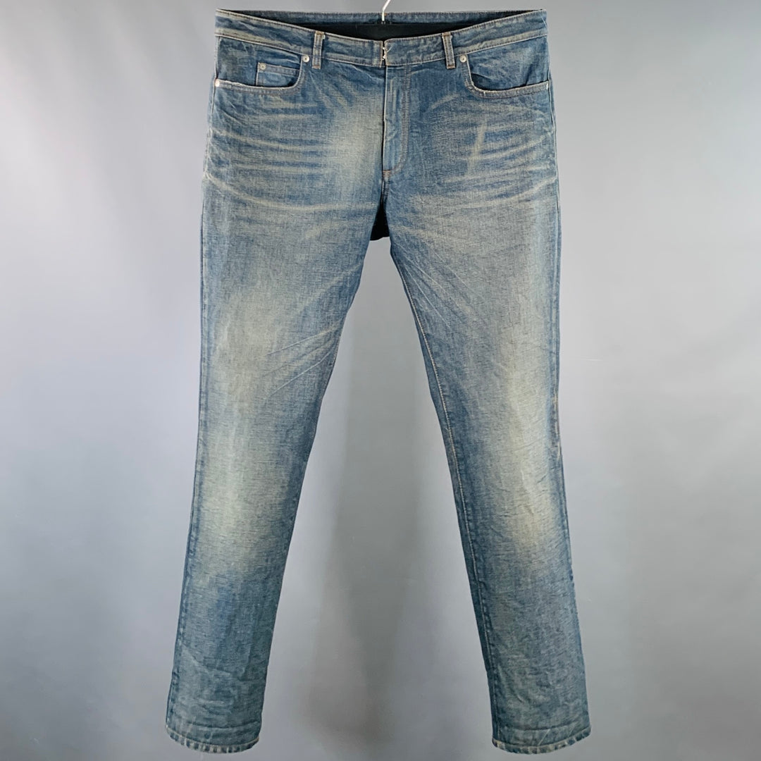 MAISON MARGIELA Size 36 Blue Washed Cotton Denim Twill Tapered Zip Fly Jeans