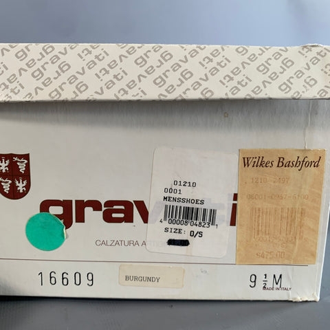 GRAVATI Size 9.5 Burgundy 16609 Solid Leather Derby Lace Up Shoes