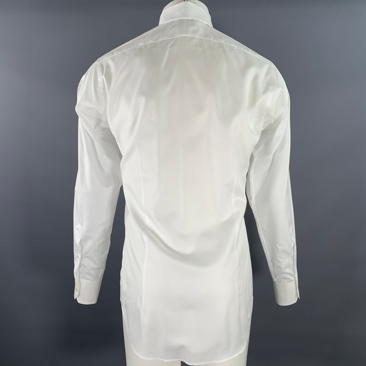 HAMILTON Size S White Cotton Spread Collar Long Sleeve Shirt