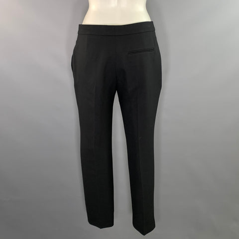 ALEXANDER MCQUEEN Size 2 Black Wool & Silk Tapered Dress Pants