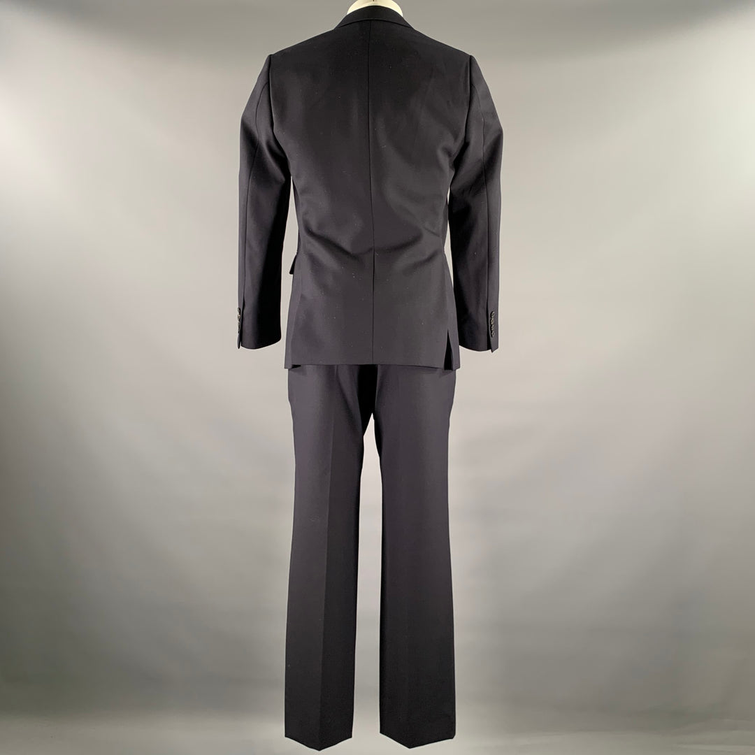 DRIES VAN NOTEN Size 38 Navy Wool Polyester Notch Lapel Suit