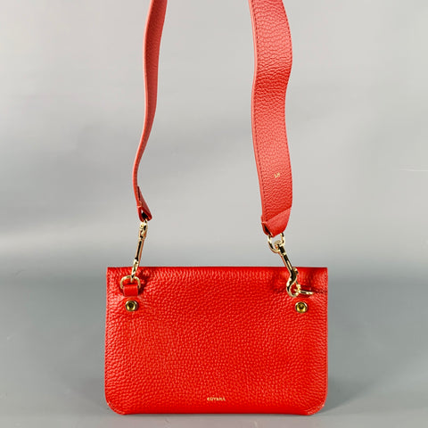 CUYANA Red Pebble Grain Leather Clutch Crossbody Bag