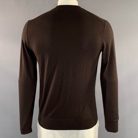 THEORY Size L Brown Wool Crew Neck Pullover