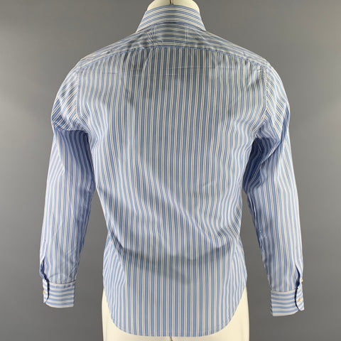 GUCCI Size S Blue White Stripe Cotton Long Sleeve Shirt