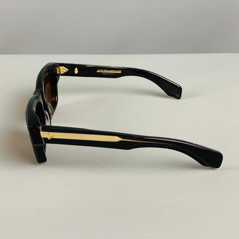 JACQUES MARIE MAGE Black Gold Stripe Acetate Sunglasses