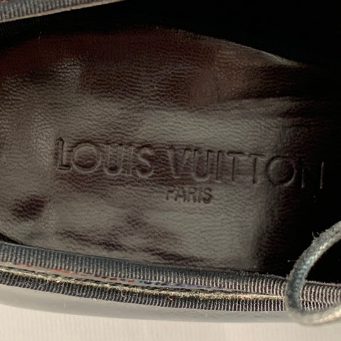 LOUIS VUITTON Size 10.5 Black Patent Leather Oxford Lace-Up Shoes