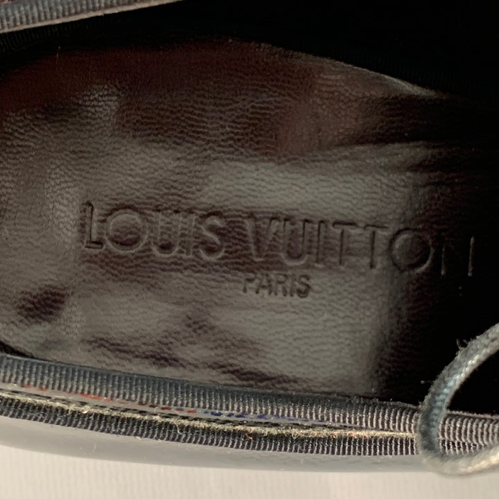 LOUIS VUITTON Size 10.5 Black Patent Leather Oxford Lace-Up Shoes