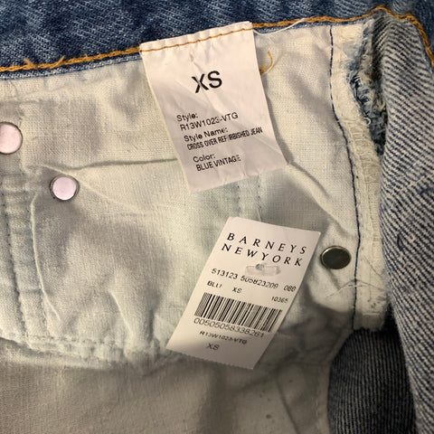 R13 Size 30 Blue Wash Cotton Button Fly Jeans