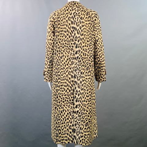 ROYAL BLIZZARD Vintage Size S Beige Polyester Blend Animal Print Hidden Buttons Coat