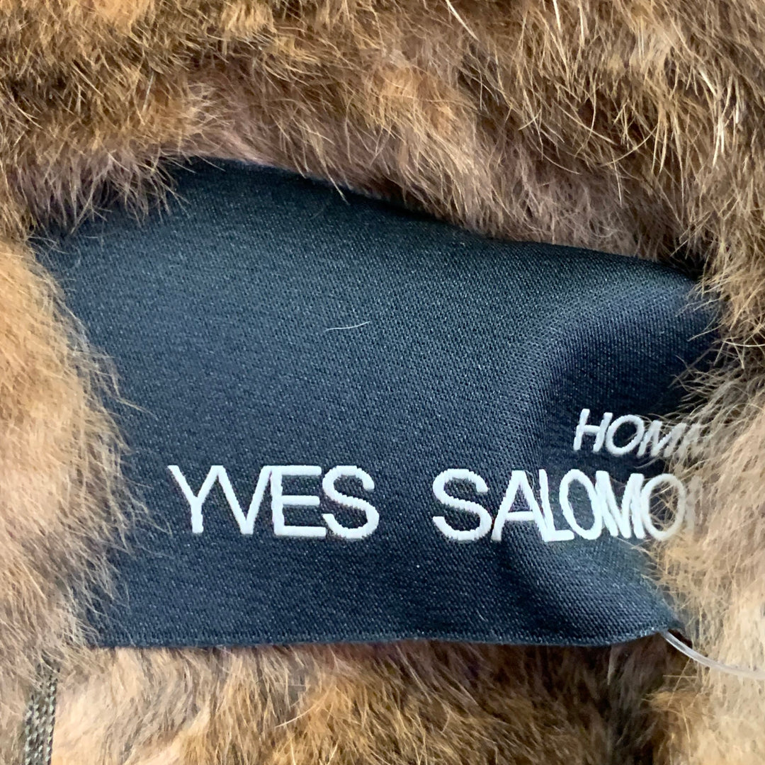 YVES SALOMON Size 36 Green Olive Acrylic Blend Fur Hooded Coat