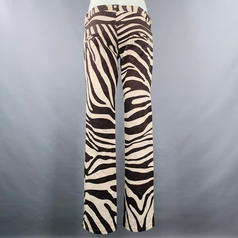 ALESSANDRO DELL'ACQUA Size 14 Brown Beige Zebra Flare Jeans