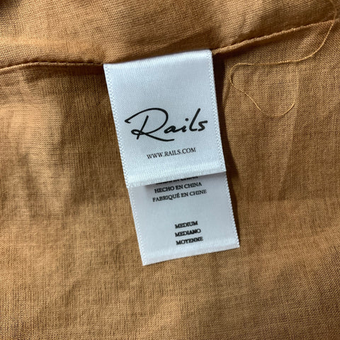 RAILS Size M Brown Dark brown Cotton Tie Dye V Neck Knee Length Dress
