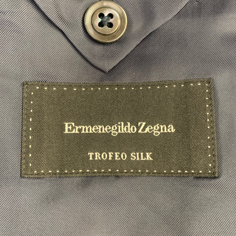 ERMENEGILDO ZEGNA Size 46 Regular Navy Blue Window Pane Sport Coat