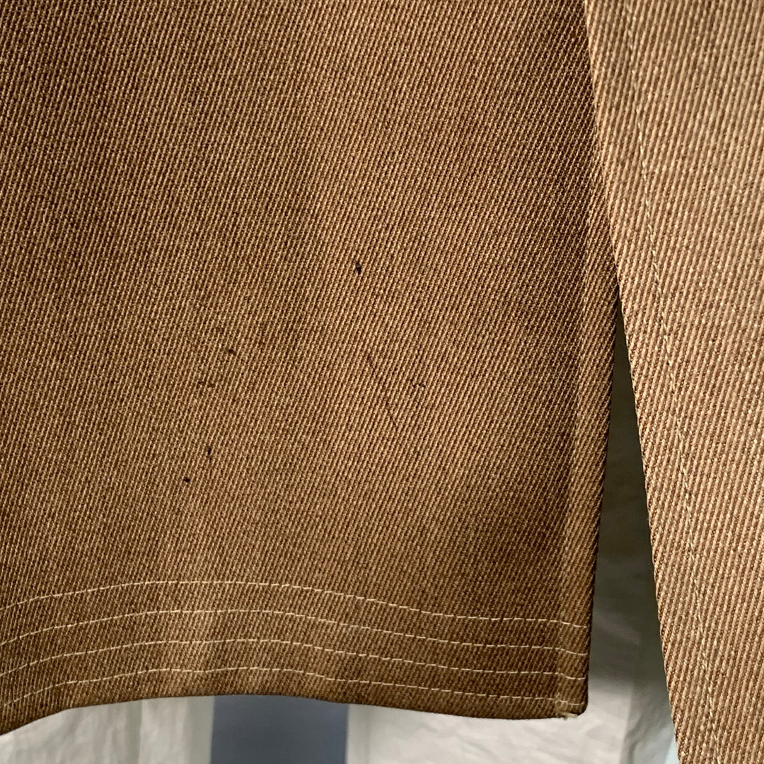 ALEXANDRE Size 46 Tan Brown Virgin Wool Twill Contrast Trim Hidden Buttons Coat
