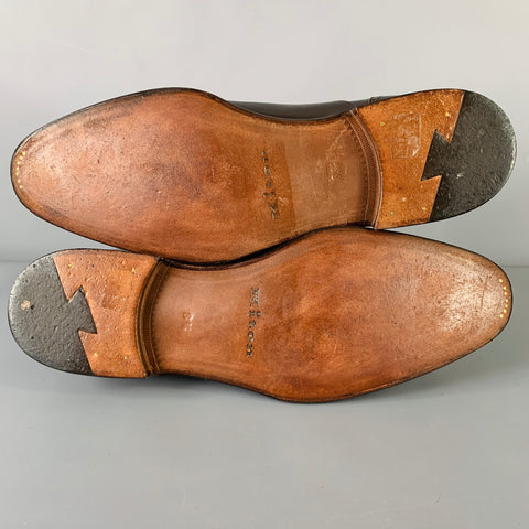 KITON Size 8.5 Brown Leather Oxford Lace-Up Shoes